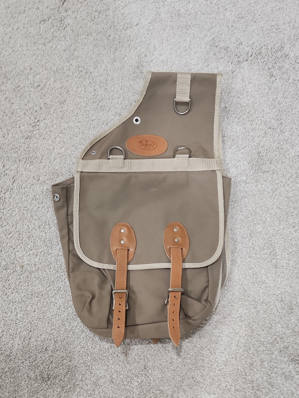 DUNN Taupe Canvas Saddle Bag with Leather Accents